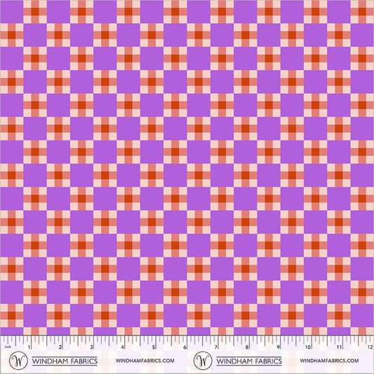 Picnic in Coral/Lilac quilting fabric, part of the Annabel's Blenders fabric collection by Annabel Wrigley (SKU: 55383-11)
