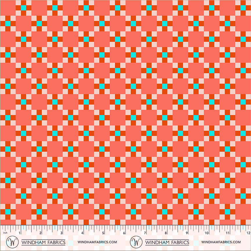 Picnic in Deep Orange quilting fabric, part of the Annabel's Blenders fabric collection by Annabel Wrigley (SKU: 55383-16)