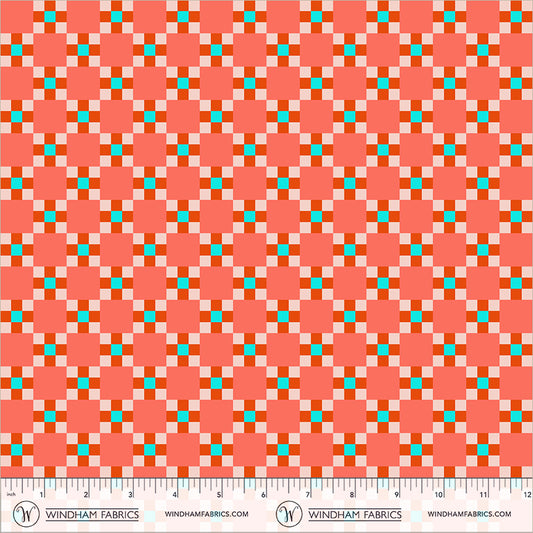 Picnic in Deep Orange quilting fabric, part of the Annabel's Blenders fabric collection by Annabel Wrigley (SKU: 55383-16)