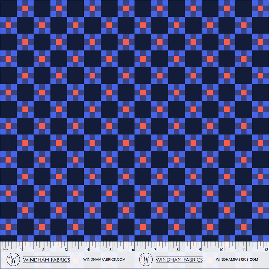 Picnic in Deep Blue quilting fabric, part of the Annabel's Blenders fabric collection by Annabel Wrigley (SKU: 55383-20)