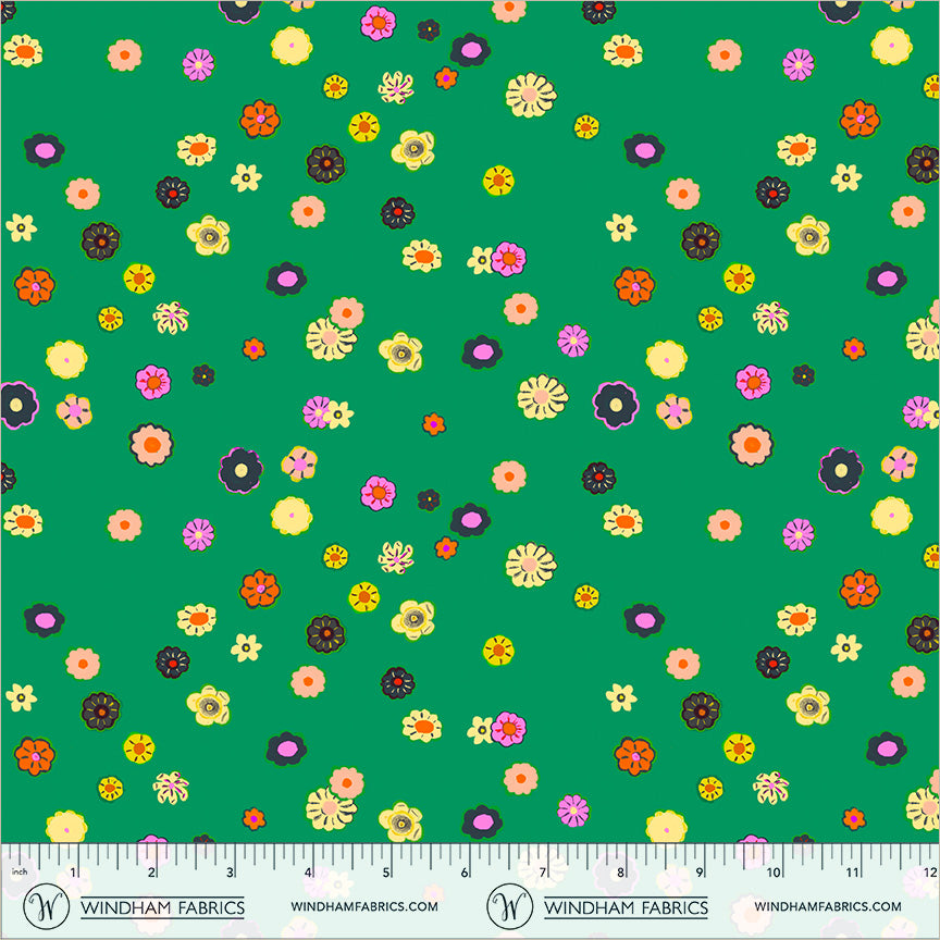 Beads in Jade quilting fabric, part of the Boat Race fabric collection by Heather Ross (SKU: 55603D-3 Jade)