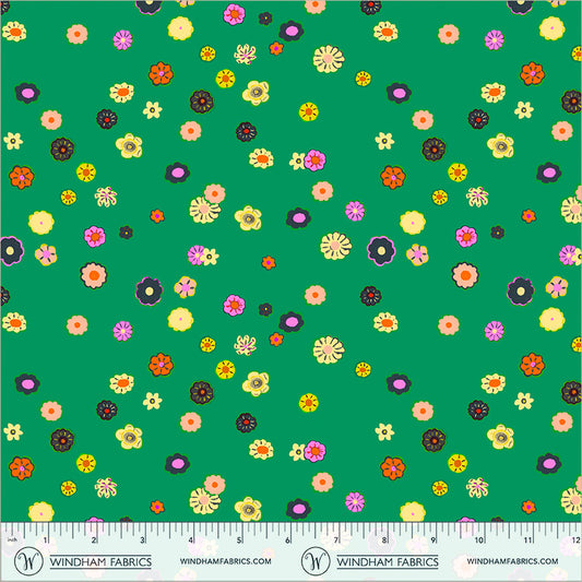 Beads in Jade quilting fabric, part of the Boat Race fabric collection by Heather Ross (SKU: 55603D-3 Jade)