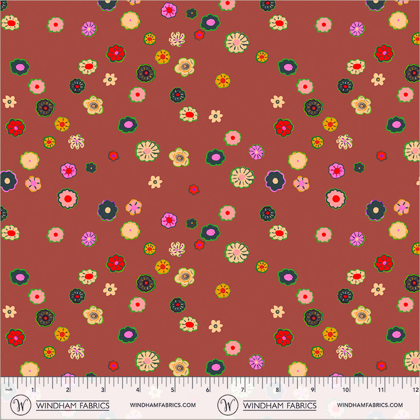 Beads in Brown quilting fabric, part of the Boat Race fabric collection by Heather Ross (SKU: 55603D-6 Brown)