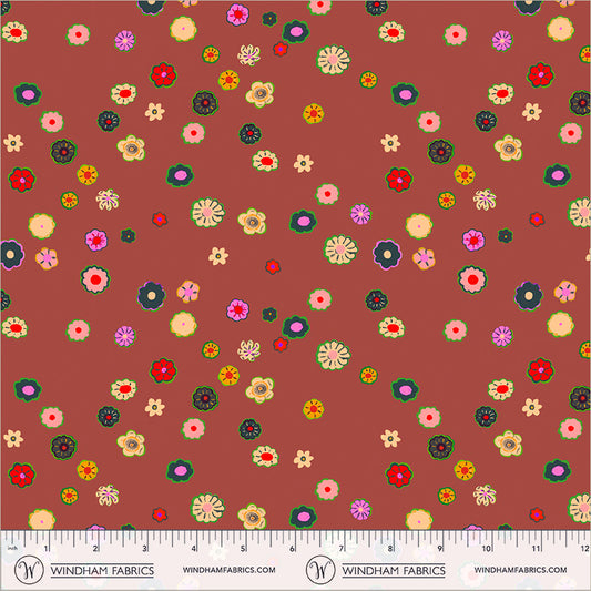 Beads in Brown quilting fabric, part of the Boat Race fabric collection by Heather Ross (SKU: 55603D-6 Brown)