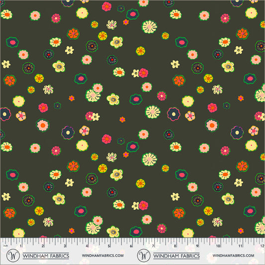 Beads in Soot quilting fabric, part of the Boat Race fabric collection by Heather Ross (SKU: 55603D-8 Soot)
