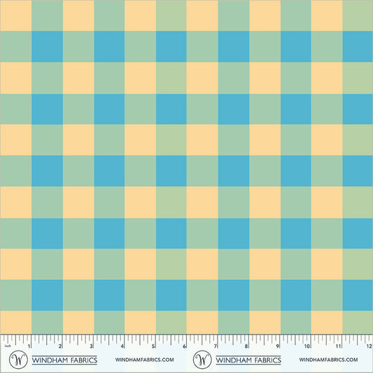 Picnic Big in Sky Blue quilting fabric, part of the Boat Race fabric collection by Heather Ross (SKU: 55607D-17 Sky Blue)