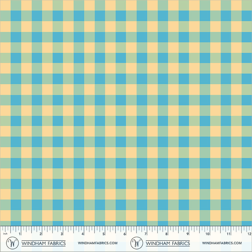 Picnic Little in Sky Blue quilting fabric, part of the Boat Race fabric collection by Heather Ross (SKU: 55608D-17 Sky Blue)