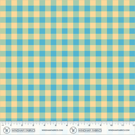 Picnic Little in Sky Blue quilting fabric, part of the Boat Race fabric collection by Heather Ross (SKU: 55608D-17 Sky Blue)