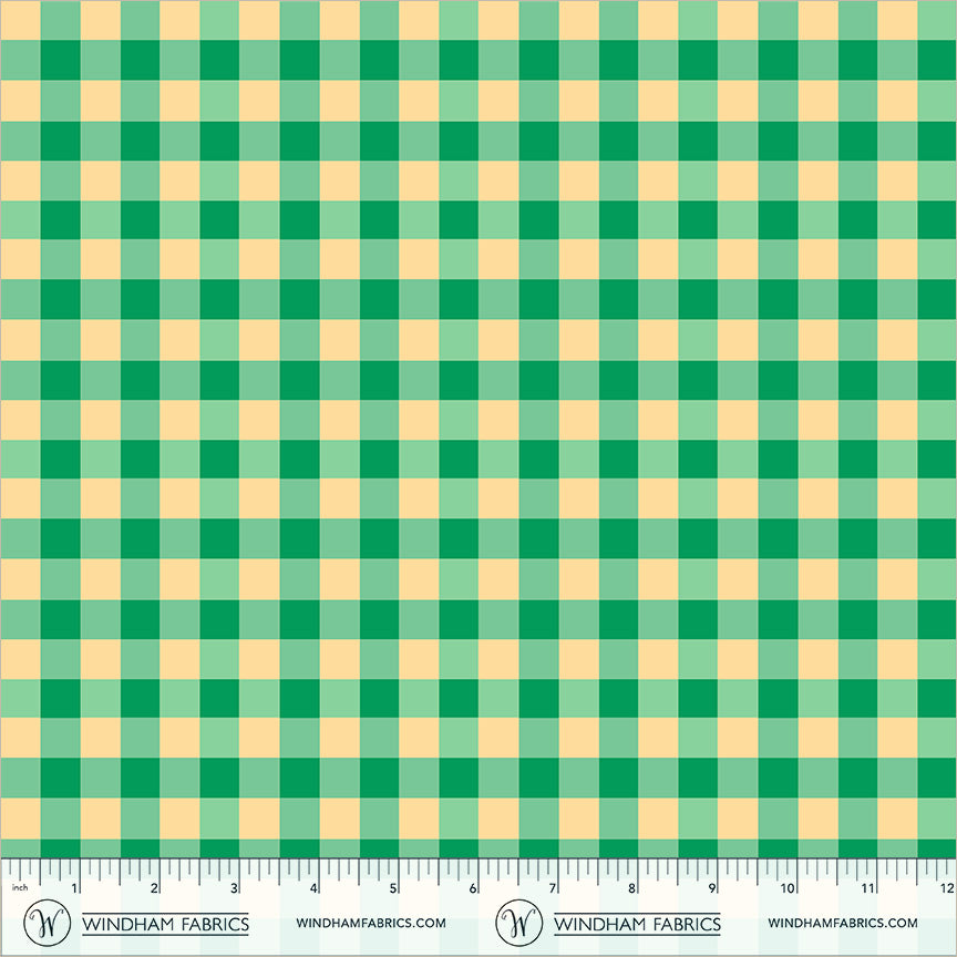 Picnic Little in Jade quilting fabric, part of the Boat Race fabric collection by Heather Ross (SKU: 55608D-3 Jade)