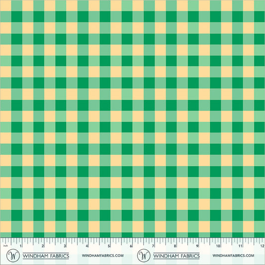 Picnic Little in Jade quilting fabric, part of the Boat Race fabric collection by Heather Ross (SKU: 55608D-3 Jade)
