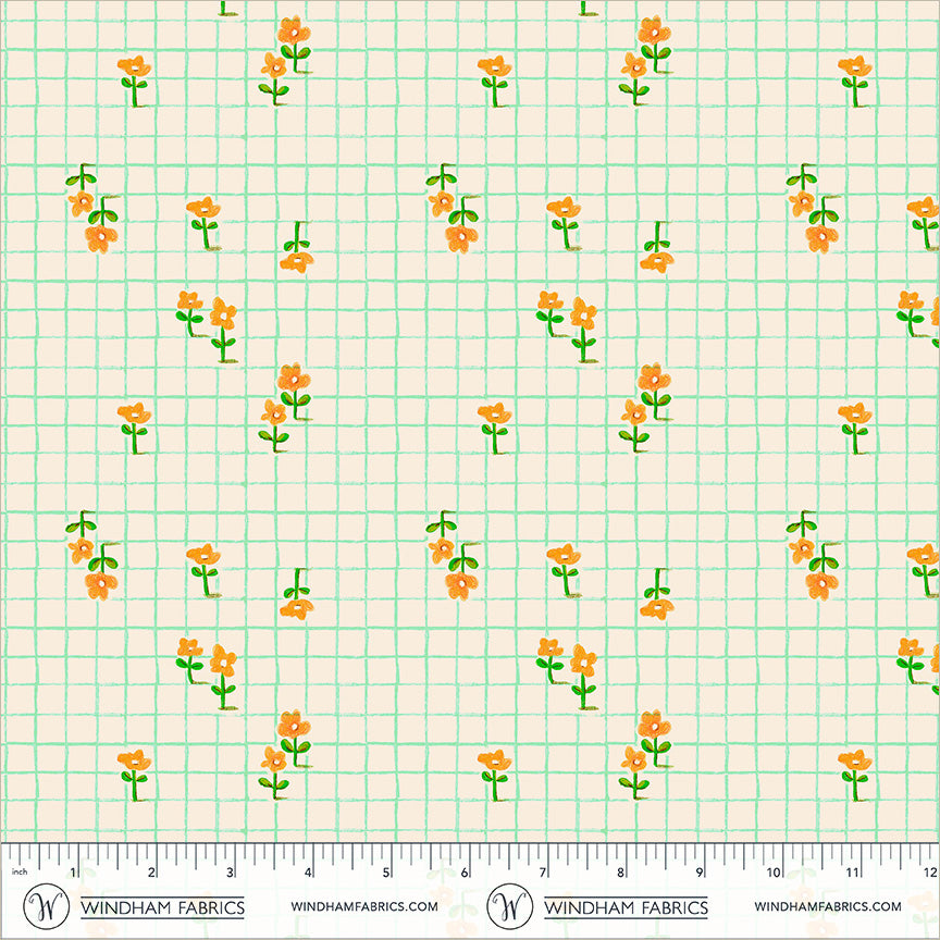 Trellis Aqua quilting fabric, part of the Boat Race fabric collection by Heather Ross (SKU: 55609D-10 Aqua)