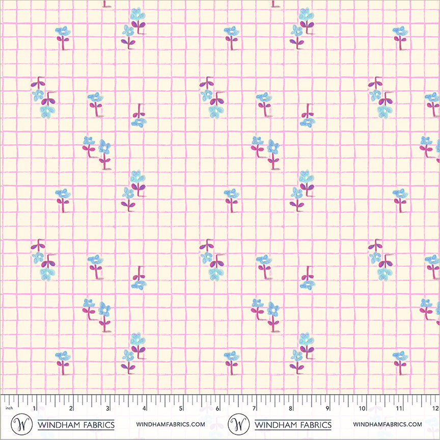 Trellis Hot Pink quilting fabric, part of the Boat Race fabric collection by Heather Ross (SKU: 55609D-20 Hot Pink)