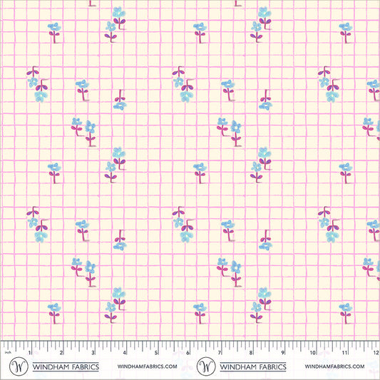 Trellis Hot Pink quilting fabric, part of the Boat Race fabric collection by Heather Ross (SKU: 55609D-20 Hot Pink)