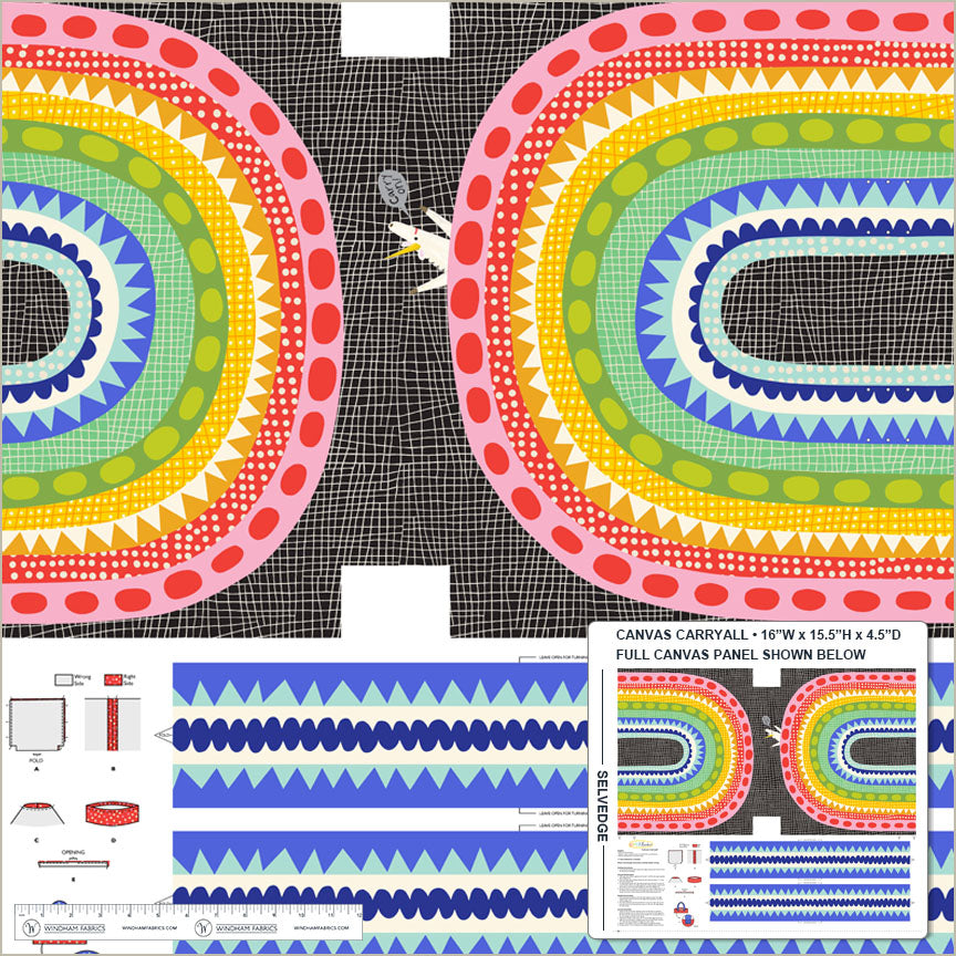 Electric Rainbow Canvas Carryall Fabric Panel - Electric Rainbow by Deborah Fisher - 36" x WOF Panel (Preorder)