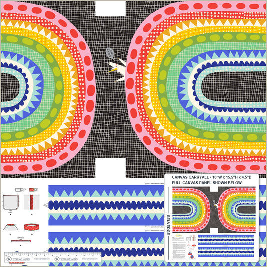 Electric Rainbow Canvas Carryall Fabric Panel - Electric Rainbow by Deborah Fisher - 36" x WOF Panel (Preorder)