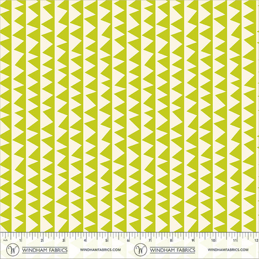 Sawtooth in Lime quilting fabric, part of the Electric Rainbow fabric collection by Deborah Fisher (SKU: 55654-13)