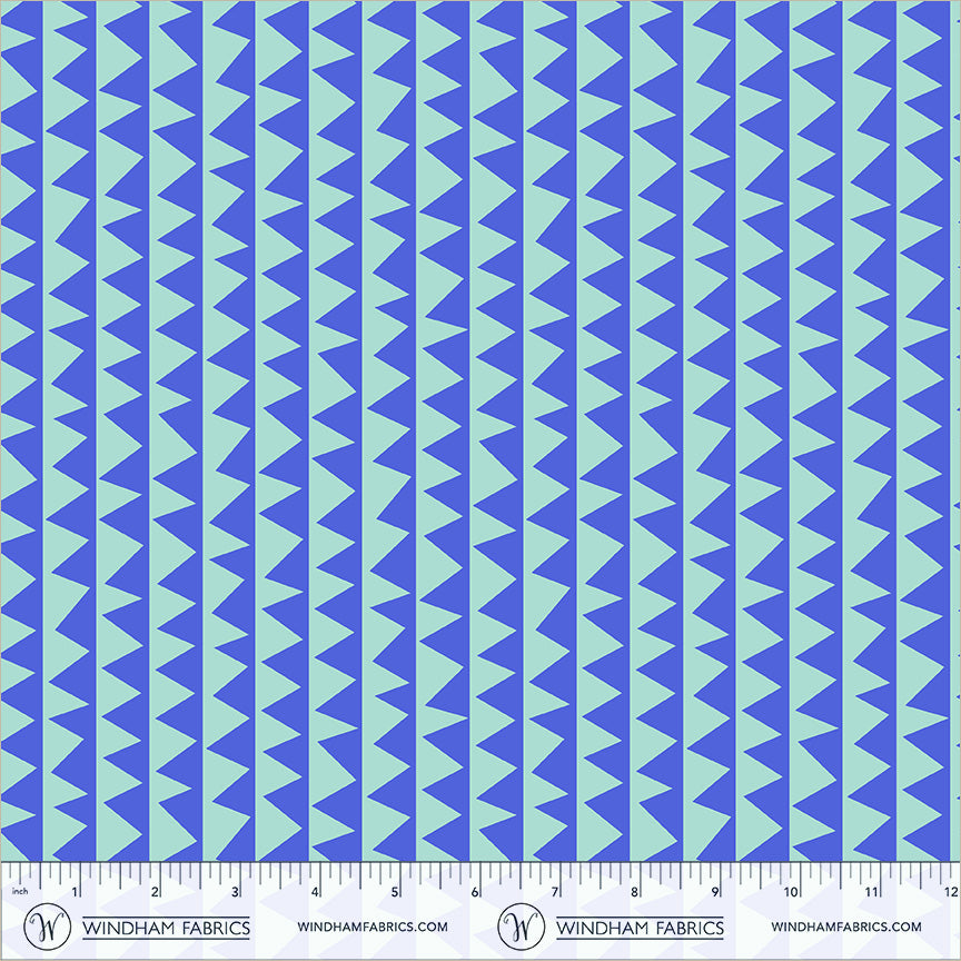 Sawtooth in Sky quilting fabric, part of the Electric Rainbow fabric collection by Deborah Fisher (SKU: 55654-14)