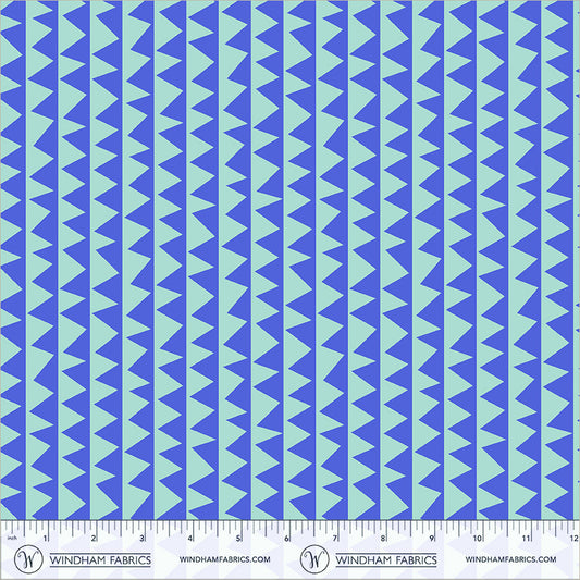 Sawtooth in Sky quilting fabric, part of the Electric Rainbow fabric collection by Deborah Fisher (SKU: 55654-14)