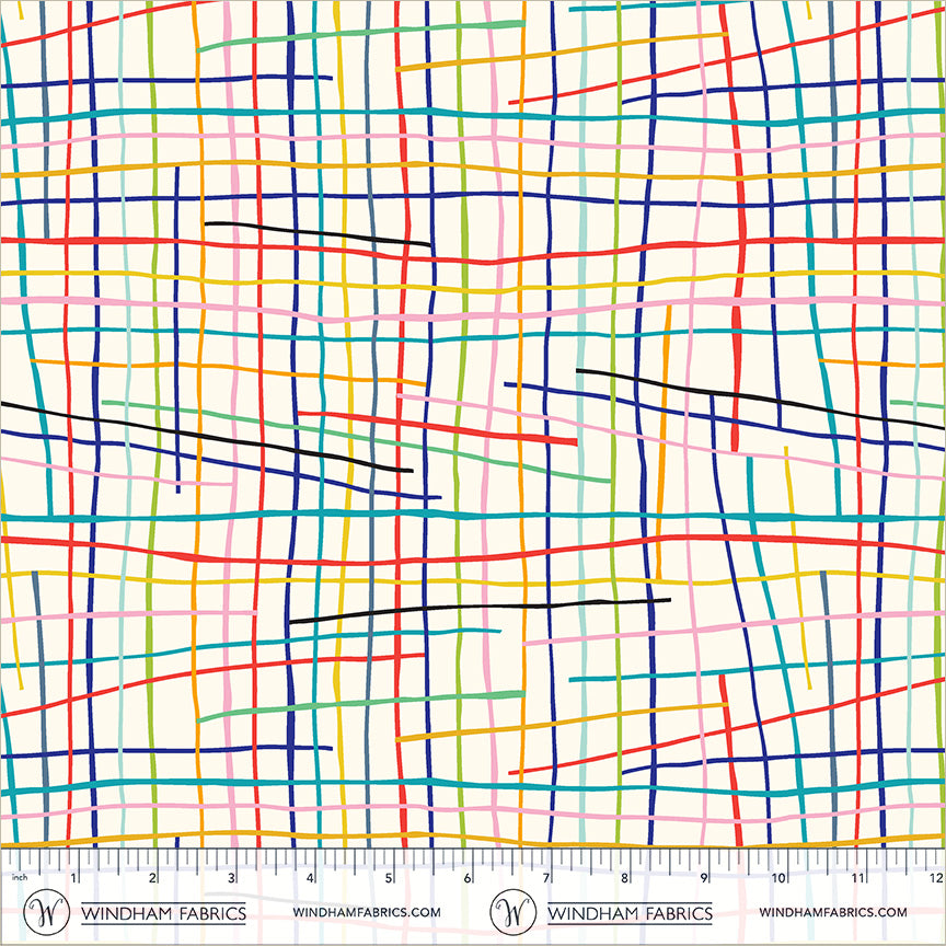 Silly String in Multi quilting fabric, part of the Electric Rainbow fabric collection by Deborah Fisher (SKU: 55656-X)