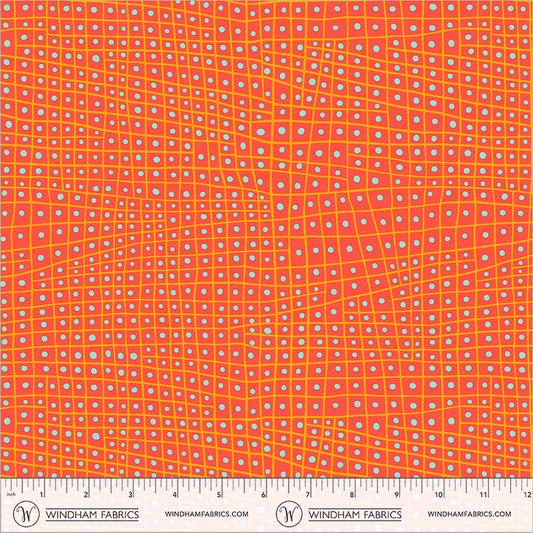 Dotted Check in Orange quilting fabric, part of the Electric Rainbow fabric collection by Deborah Fisher (SKU: 55657-15)
