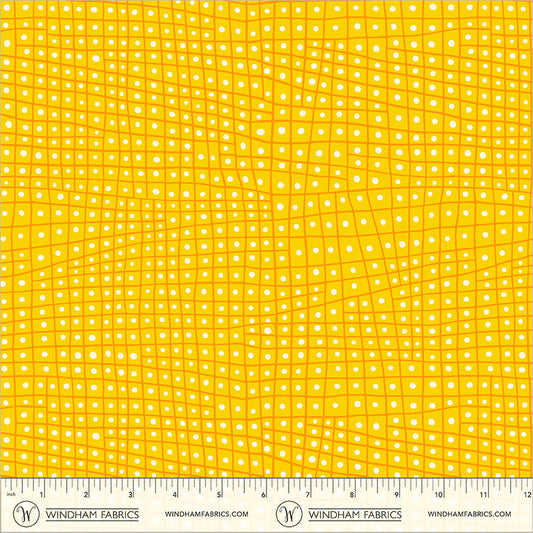 Dotted Check in Yellow quilting fabric, part of the Electric Rainbow fabric collection by Deborah Fisher (SKU: 55657-5)