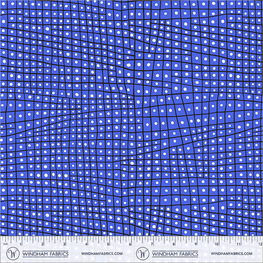 Dotted Check in Cobalt quilting fabric, part of the Electric Rainbow fabric collection by Deborah Fisher (SKU: 55657-7)