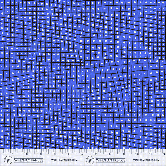 Dotted Check in Cobalt quilting fabric, part of the Electric Rainbow fabric collection by Deborah Fisher (SKU: 55657-7)