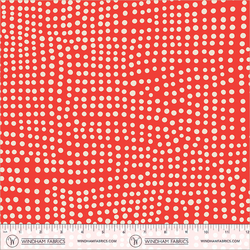 Dot in Red quilting fabric, part of the Electric Rainbow fabric collection by Deborah Fisher (SKU: 55659-1)