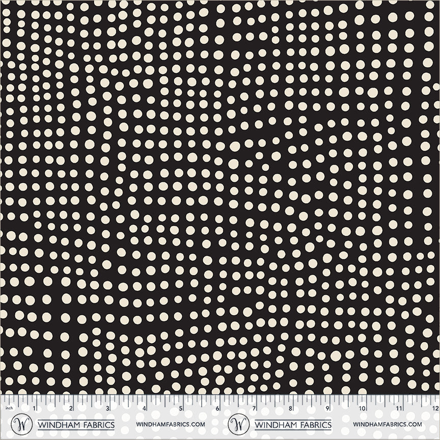 Dot in Black quilting fabric, part of the Electric Rainbow fabric collection by Deborah Fisher (SKU: 55659-12)