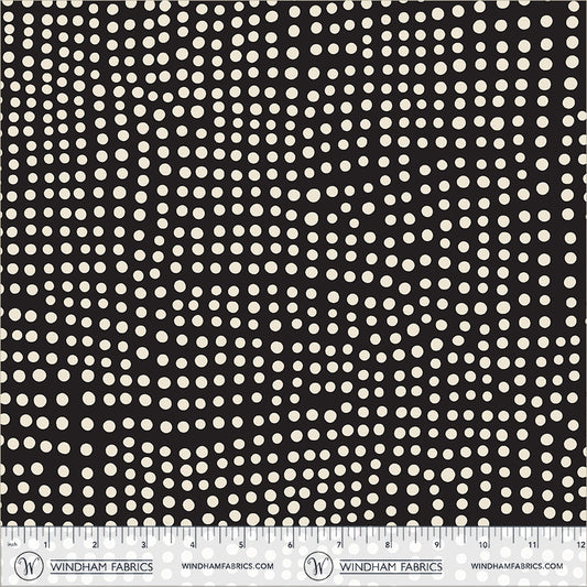 Dot in Black quilting fabric, part of the Electric Rainbow fabric collection by Deborah Fisher (SKU: 55659-12)