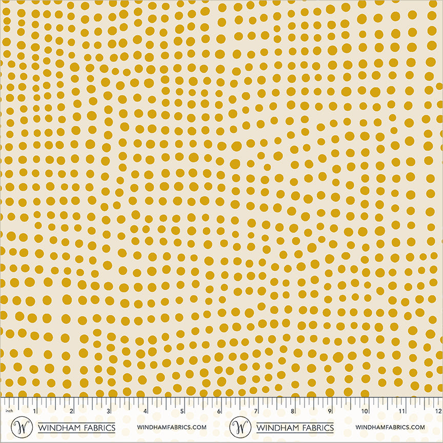 Dot in Ochre quilting fabric, part of the Electric Rainbow fabric collection by Deborah Fisher (SKU: 55659-17)