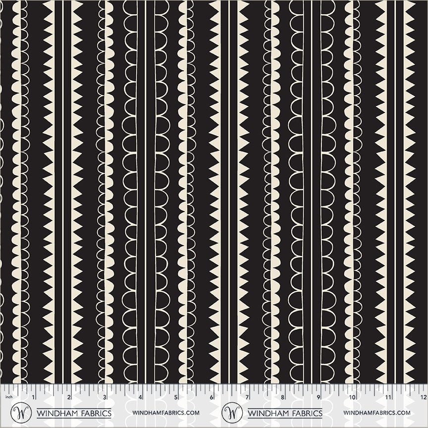 Boundless Binding in Black quilting fabric, part of the Electric Rainbow fabric collection by Deborah Fisher (SKU: 55662-12)