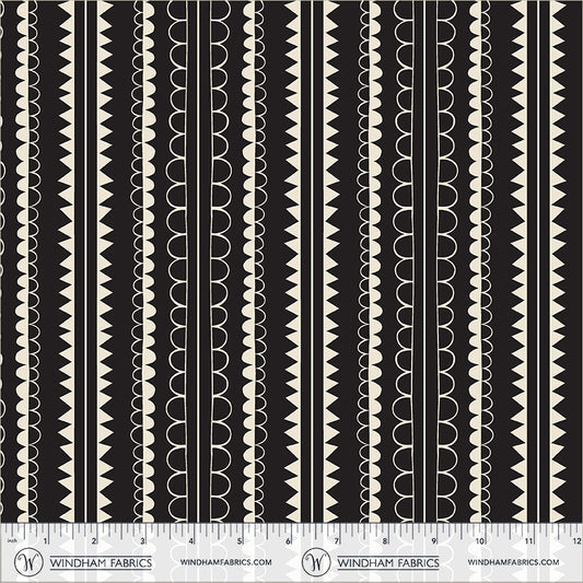 Boundless Binding in Black quilting fabric, part of the Electric Rainbow fabric collection by Deborah Fisher (SKU: 55662-12)