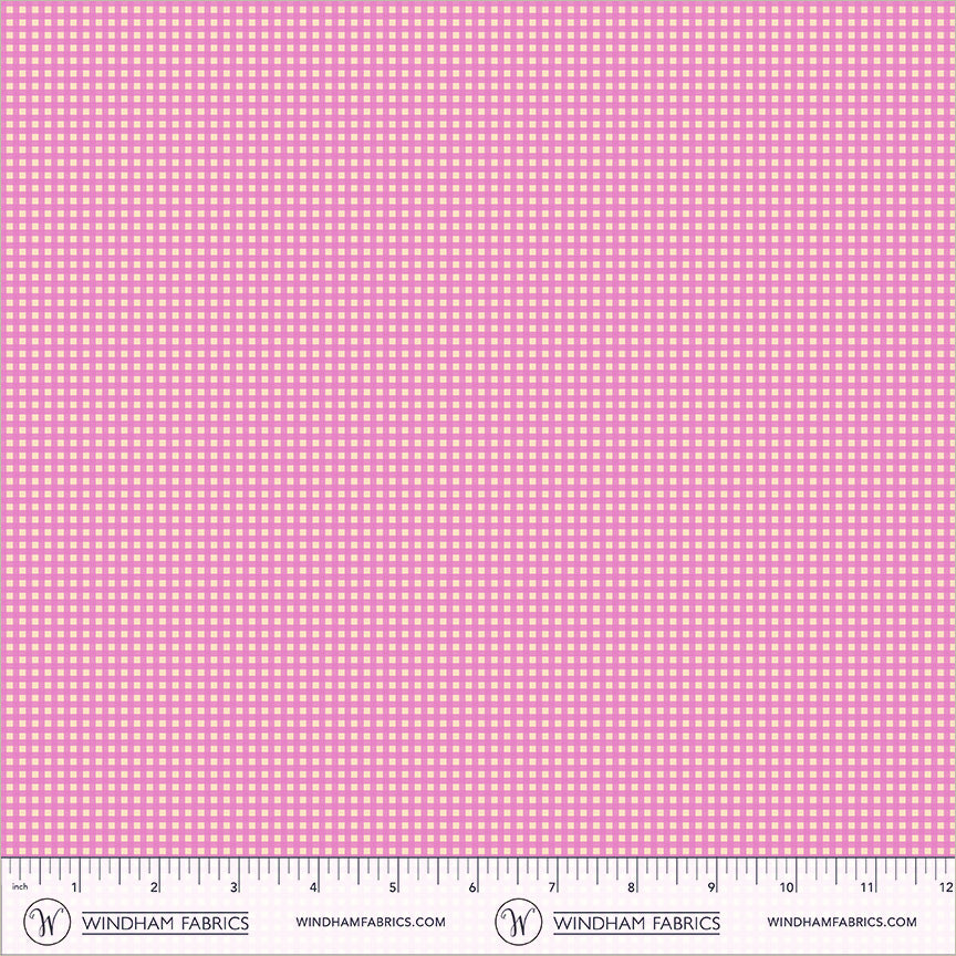 Gingham Lilac cotton lawn quilting fabric, part of the Market fabric collection by Heather Ross (SKU: 55803L-12 Lilac)