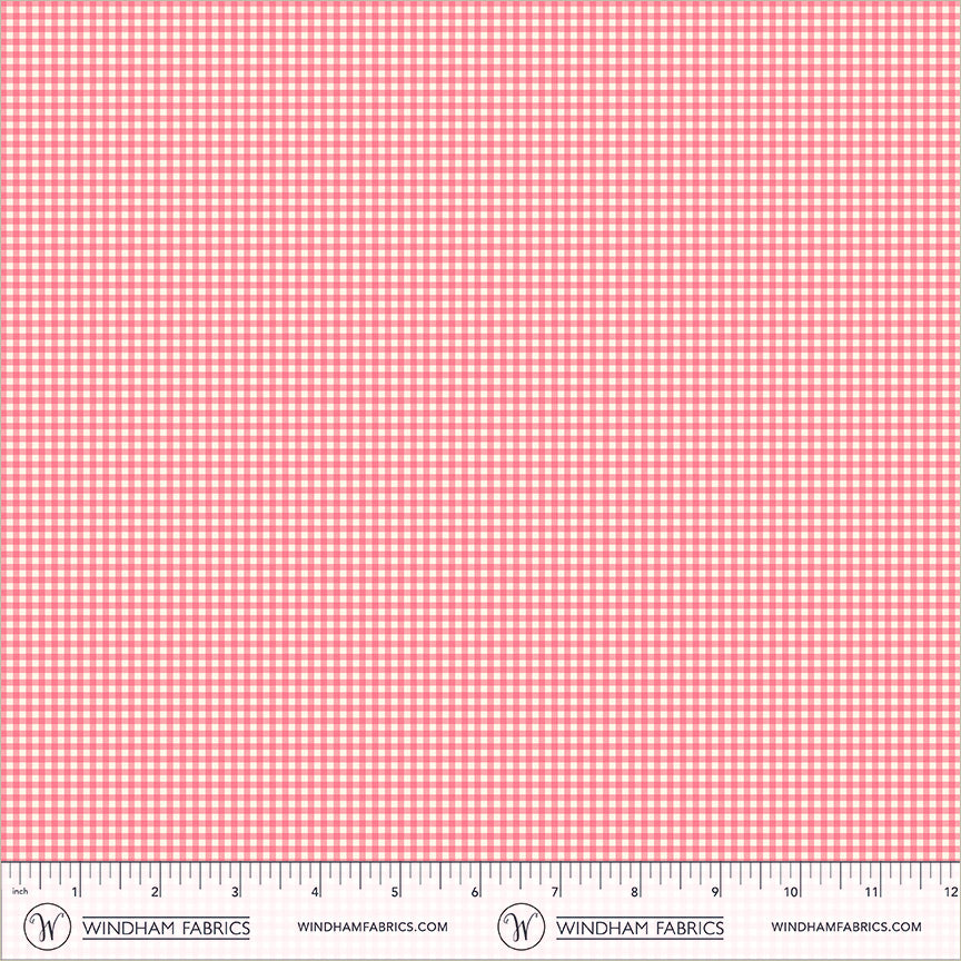 Gingham Dark Pink cotton lawn quilting fabric, part of the Market fabric collection by Heather Ross (SKU: 55803L-15 Dark Pink)