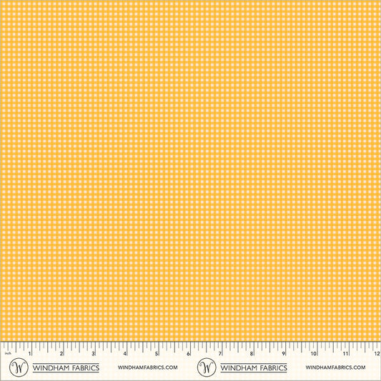 Gingham Yellow cotton lawn quilting fabric, part of the Market fabric collection by Heather Ross (SKU: 55803L-16 Yellow)