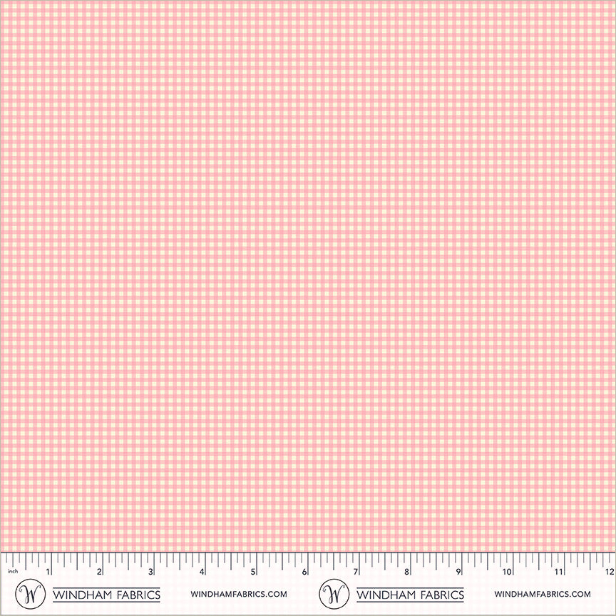 Gingham Light Pink cotton lawn quilting fabric, part of the Market fabric collection by Heather Ross (SKU: 55803L-17 Light Pink)