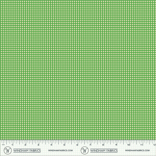 Gingham Green cotton lawn quilting fabric, part of the Market fabric collection by Heather Ross (SKU: 55803L-2 Green)
