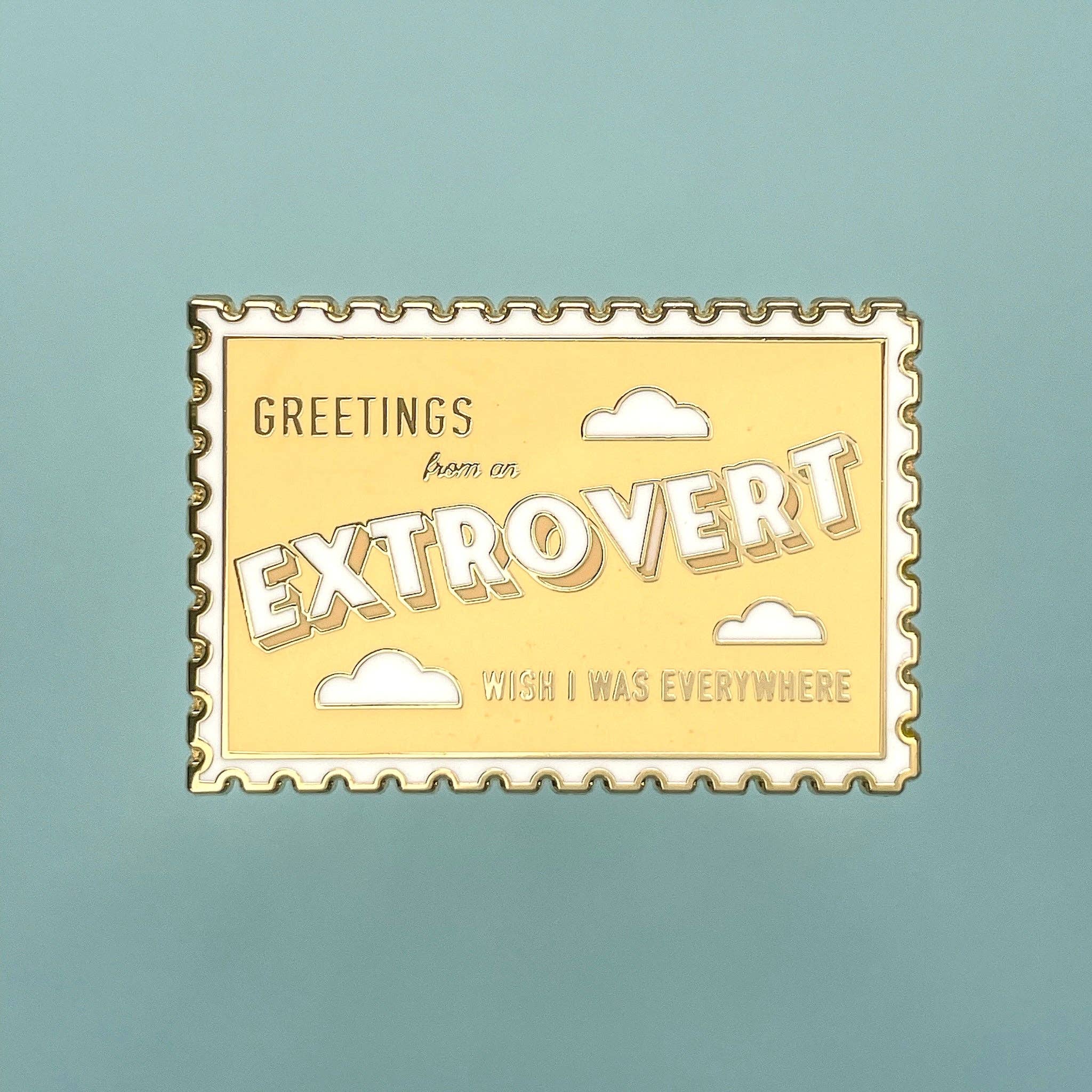 Extrovert Stamp Enamel Pin – Pink Door Fabrics