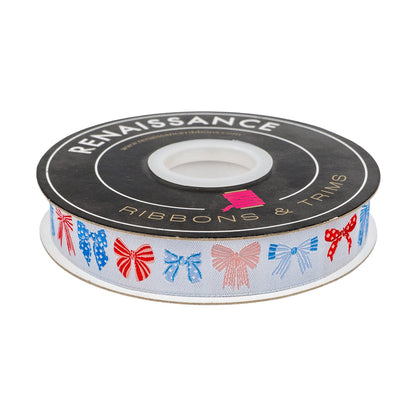 250th Birthday - Festive Bows - 7/8" width - by Renaissance Ribbons - One Yard