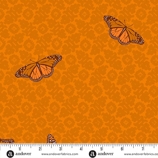 Cotton quilting fabric pattern called 'Camouflage in Tiger'. Part of the 'SunPrint 2024' fabric collection. Designed by Alison Glass for fabric company Andover Fabrics. SKU: A-1013-O. 44-45 inch width.