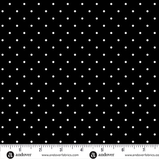 Simply Spot Black quilting fabric, part of the Simply Spot fabric collection by Andover Fabrics (SKU: A-10237-K)