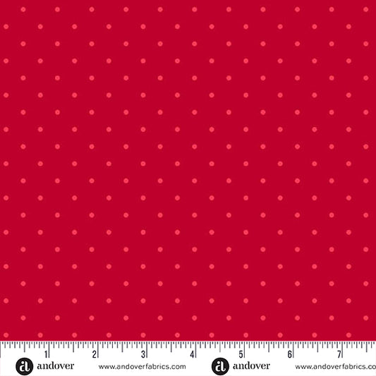 Simply Spot Crimson quilting fabric, part of the Simply Spot fabric collection by Andover Fabrics (SKU: A-10237-R1)