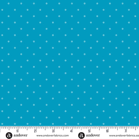 Simply Spot Turquoise quilting fabric, part of the Simply Spot fabric collection by Andover Fabrics (SKU: A-10237-T)