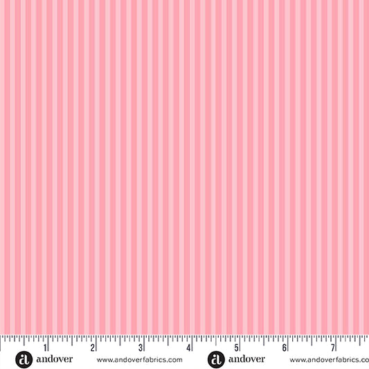 Simply Stripe Soft Pink quilting fabric, part of the Simply Stripe fabric collection by Andover Fabrics (SKU: A-10238-E)
