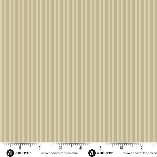 Simply Stripe Tan quilting fabric, part of the Simply Stripe fabric collection by Andover Fabrics (SKU: A-10238-N1)