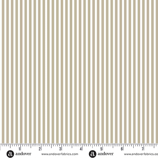 Simply Stripe Taupe quilting fabric, part of the Simply Stripe fabric collection by Andover Fabrics (SKU: A-10238-N2)