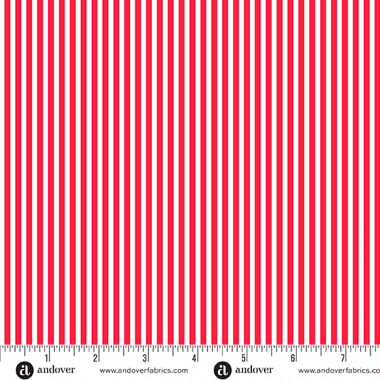 Simply Stripe Lipstick quilting fabric, part of the Simply Stripe fabric collection by Andover Fabrics (SKU: A-10238-R)