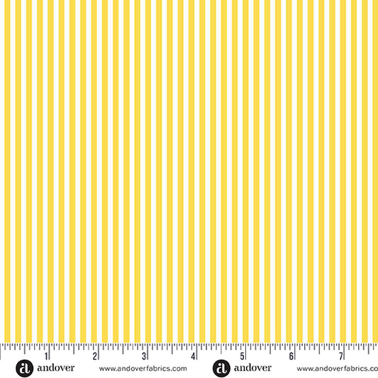 Simply Stripe Lemon quilting fabric, part of the Simply Stripe fabric collection by Andover Fabrics (SKU: A-10238-Y)