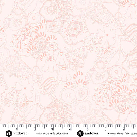 Tangle Lightest Poppy quilting fabric, part of the Color Camp fabric collection by Alison Glass (SKU: A-10420-E)